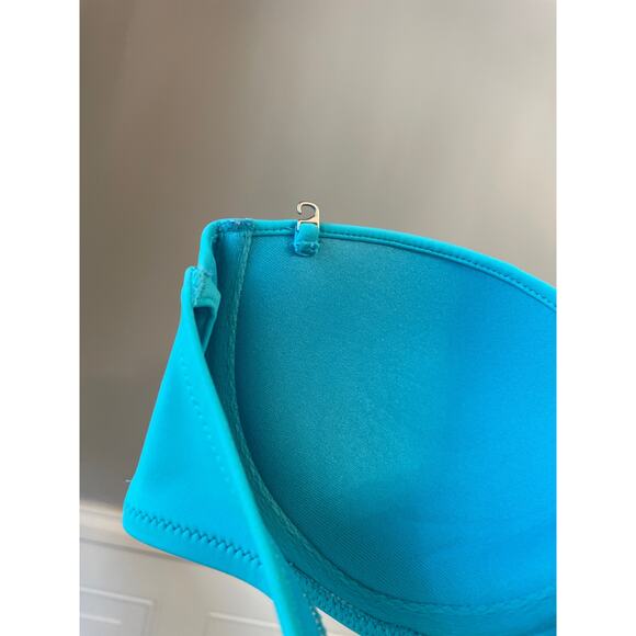 Victoria's Secret, 34C/M, Aqua,  Bandeau Bikini, Underwire, Ruching, Adjustabled - Picture 7 of 9